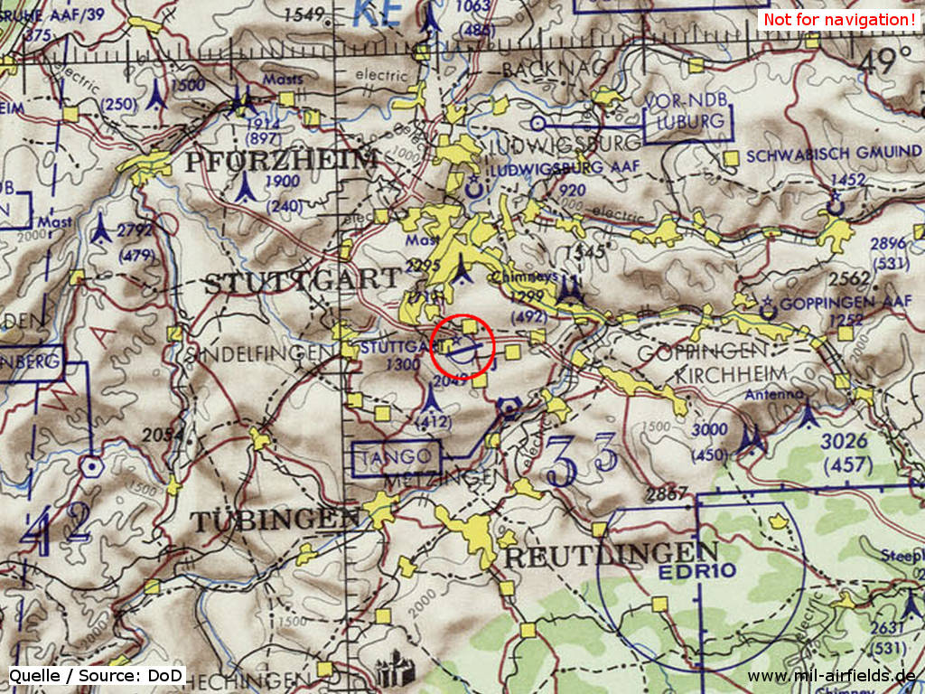 Map of Stuttgart airspace 1972