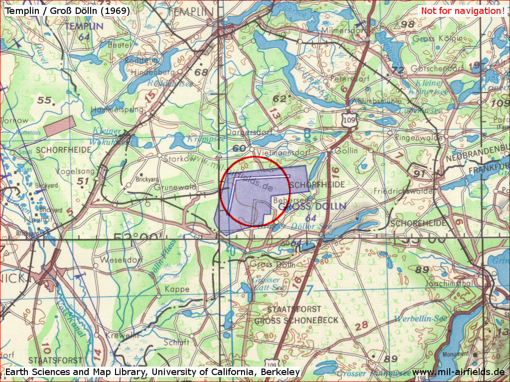 Templin Air Base on a map from 1969