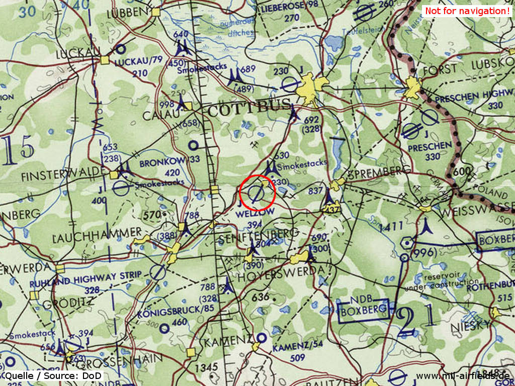 Aerodrome Welzow on a map 1972