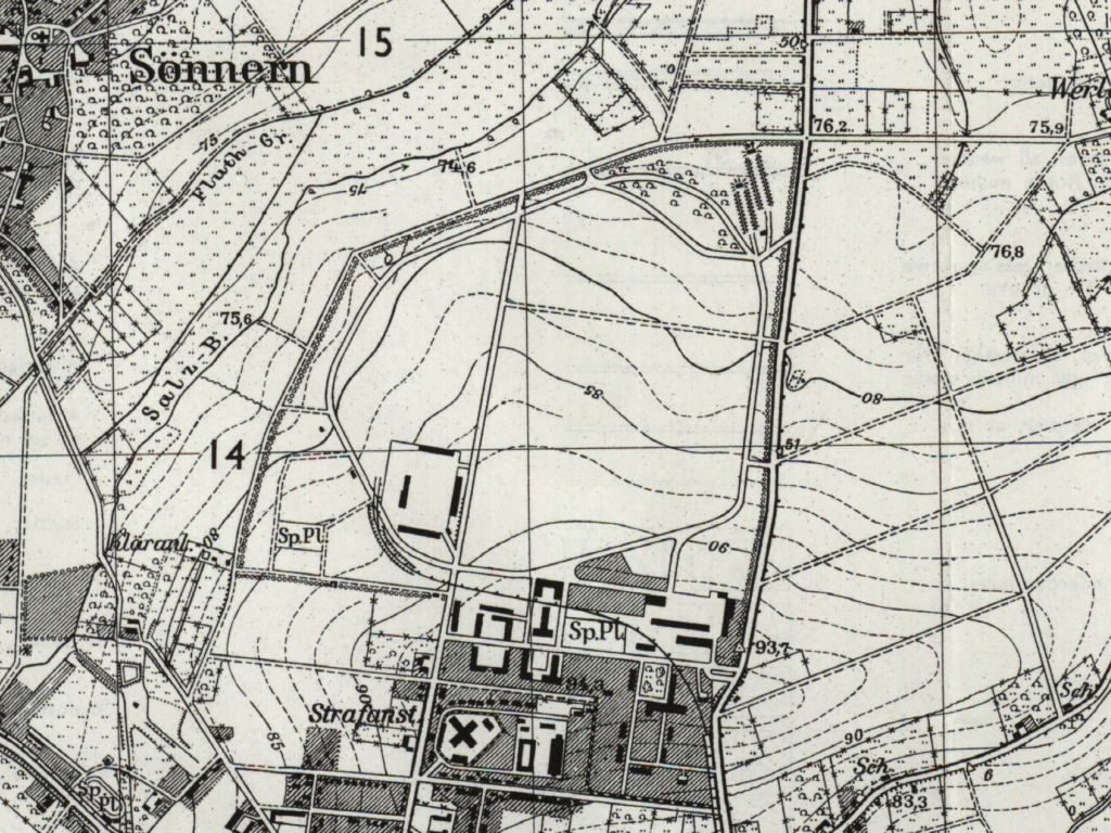 Werl Airfeld, Germany, on a map from 1955