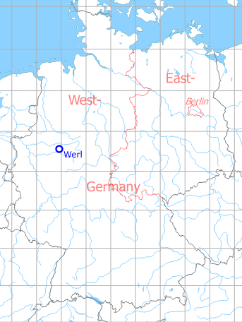 Map with location of Werl Airfeld, Germany