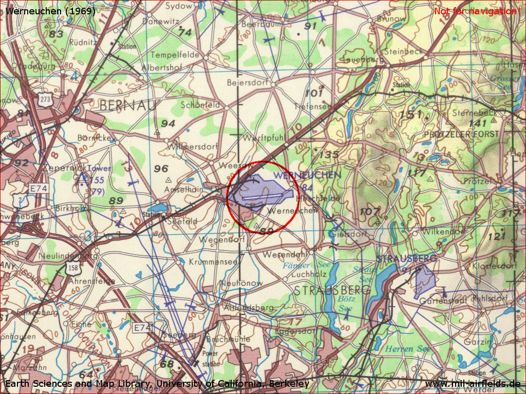 Werneuchen Air Base on a map 1969