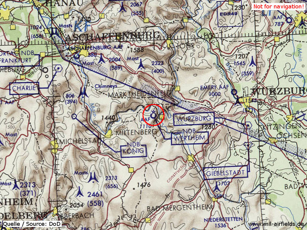 Wertheim Army Airfield on a map 1972