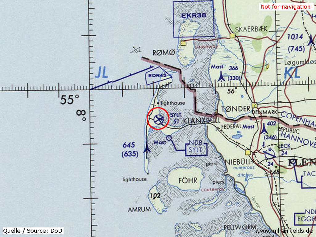 Sylt airfield on a map 1972