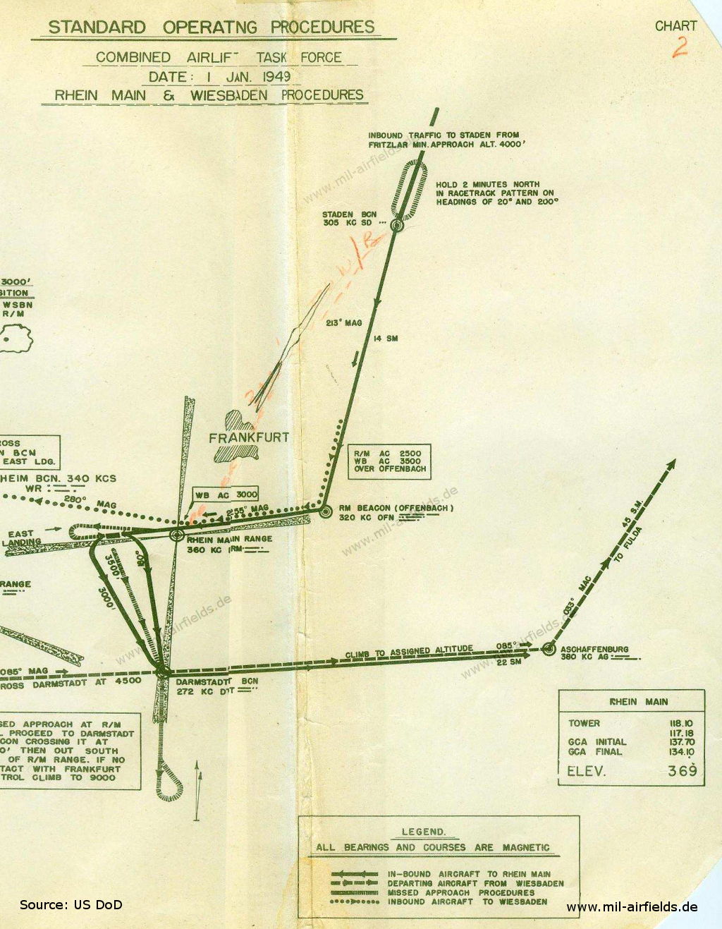 Route from Darmstadt via Aschaffenburg to Fulda and from Staden to Offenbach.