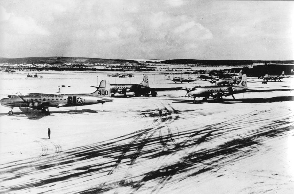 Douglas C-54 Skymaster during the Berlin Airlift at Wiesbaden, 1949