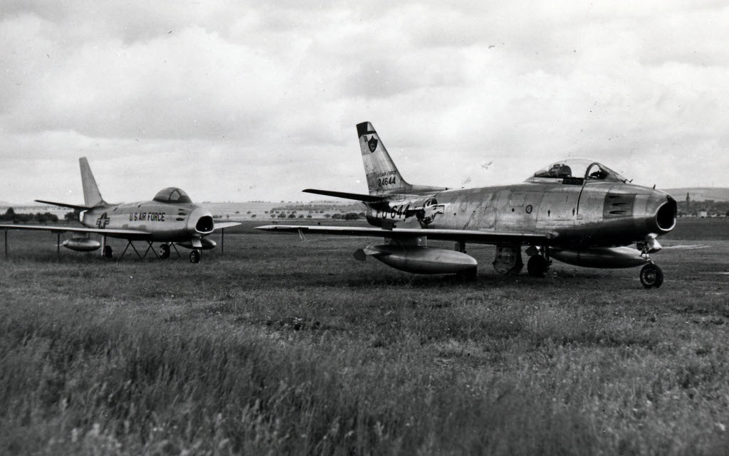 North American F-86 Sabre 52-4644 as decoy at Wiesbaden, 1955