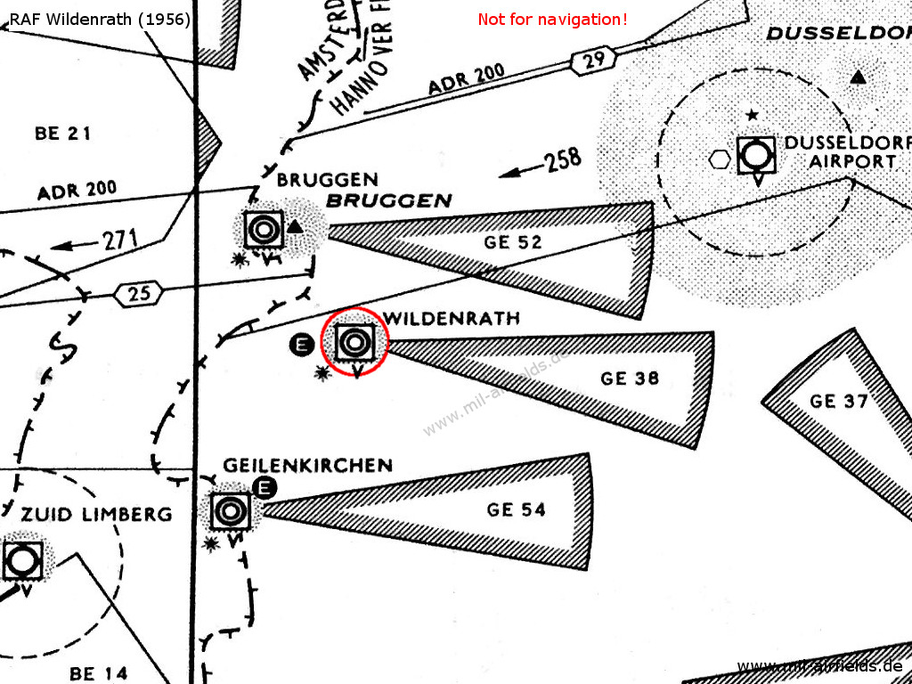 RAF Wildenrath, Germany, on a map 1956