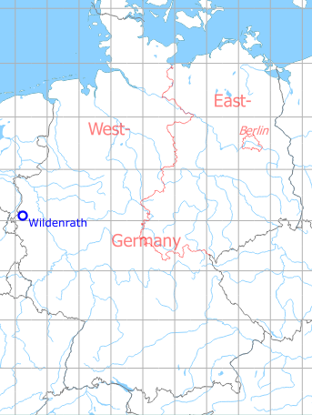 Map with location of Wildenrath Royal Air Force Base, Germany