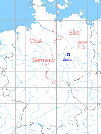 Map with location of Zerbst Air Base, Germany