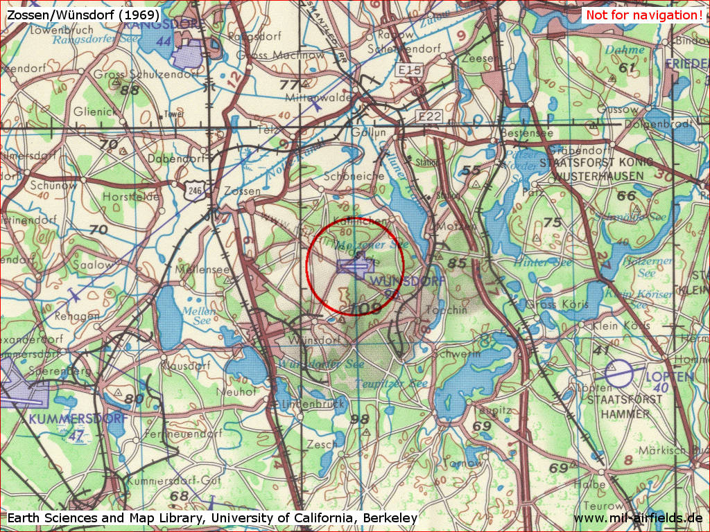 Zossen/Wünsdorf Airfield on a map from 1969