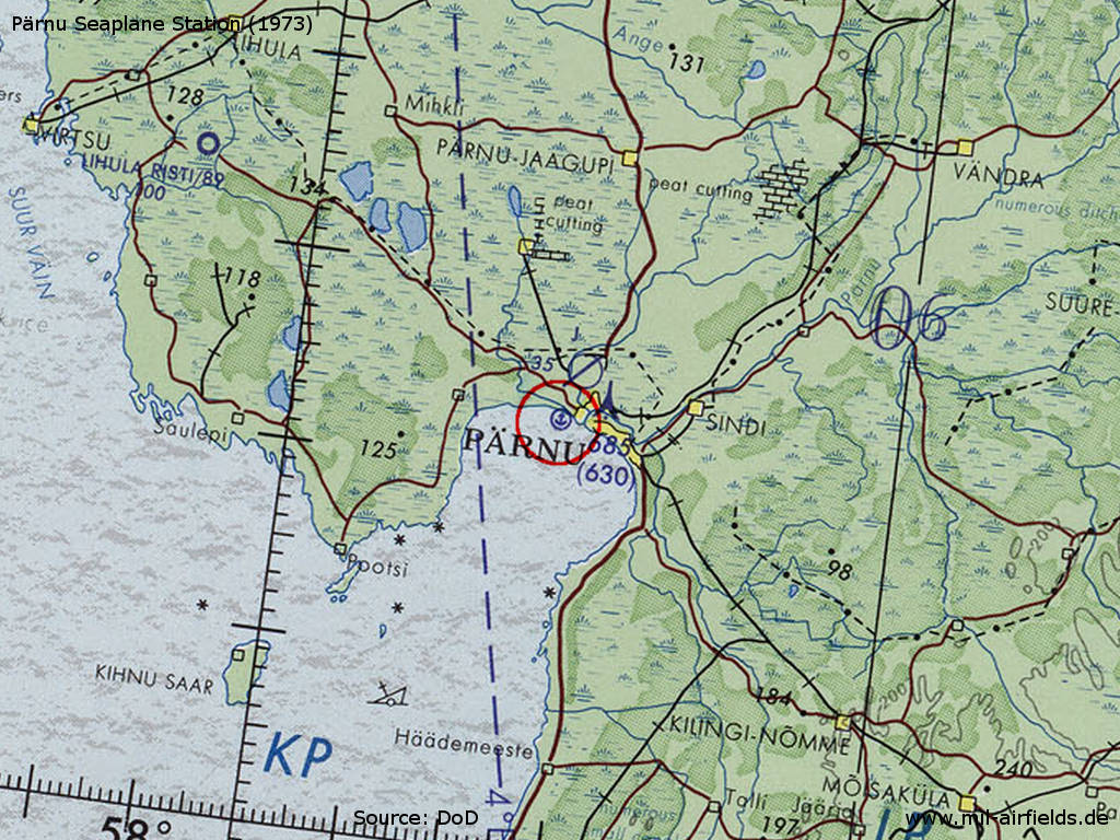 Karte mit Wasserflugplatz Pärnu, Estland, 1973