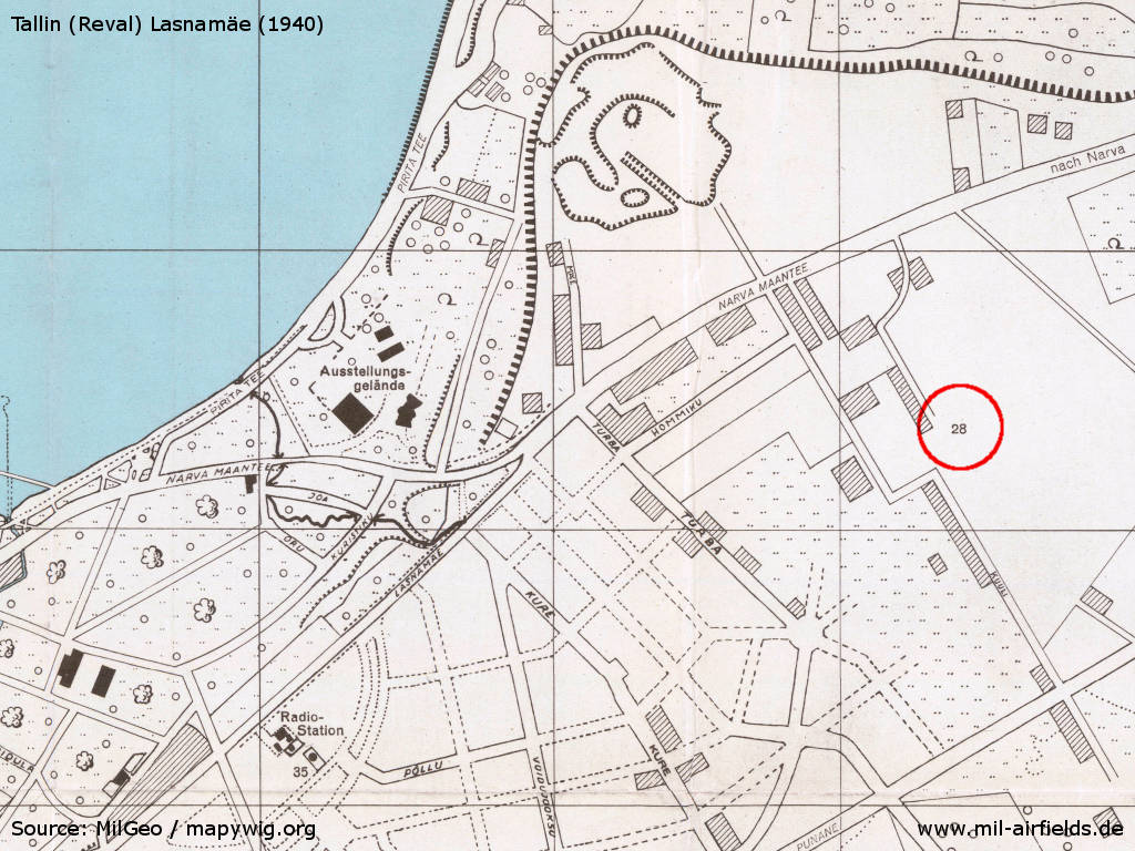 Map Tallinn Lasnamäe airfield, Estonia on a map from 1940