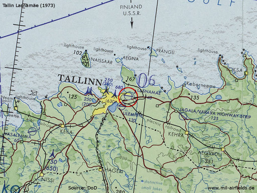 Map with Tallinn Lasnamäe airfield 1973