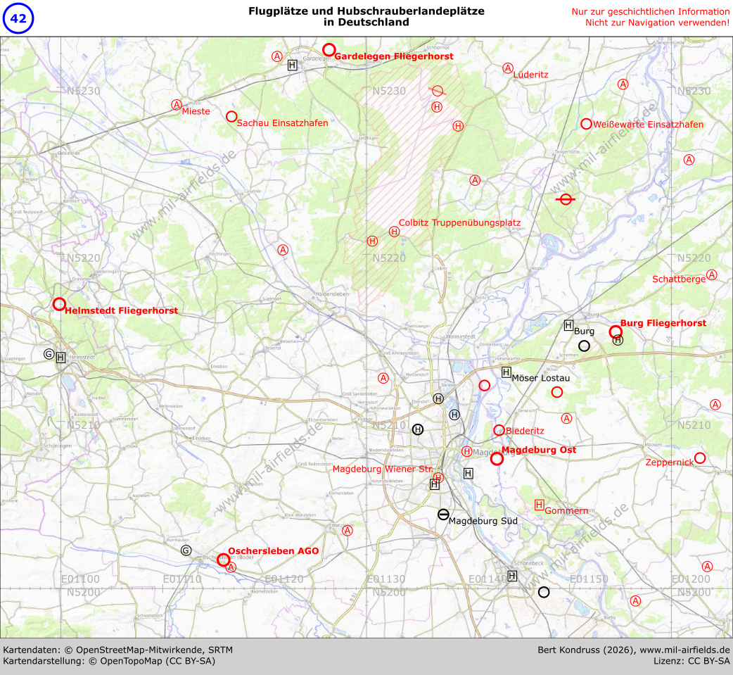 Karte der Flugplätze Magdeburg & Umgebung