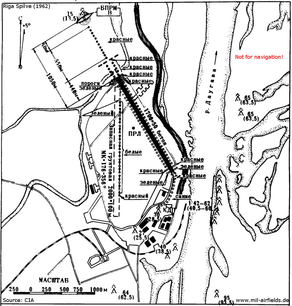 Karte vom Flughafen Riga Spilve 1962