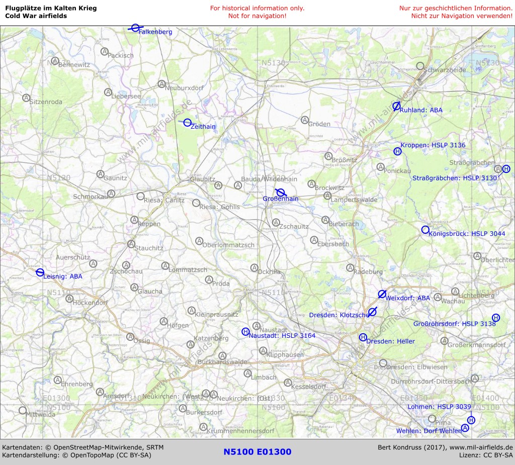 Karte der Flugplätze Dresden & Umgebung