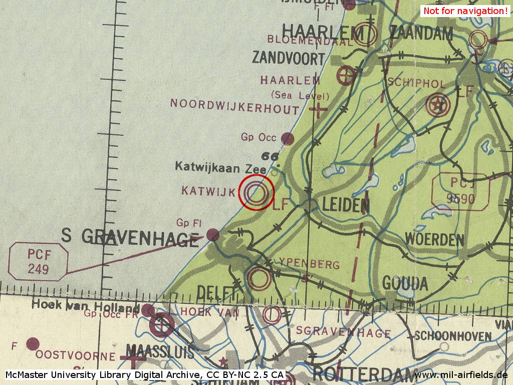 Valkenburg / Katwijk Air Base, Netherlands, on a map 1943