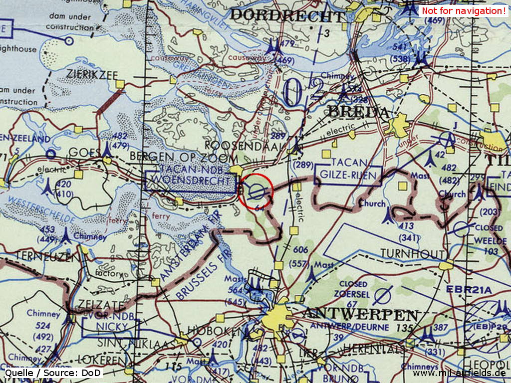 Woensdrecht Air Base, Netherlands, on a map 1972