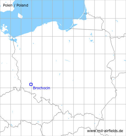 Map with location of Brochocin Łukaszów Airfield, Poland