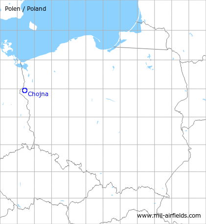 Karte mit Lage sowjetischer Flugplatz Chojna, Polen