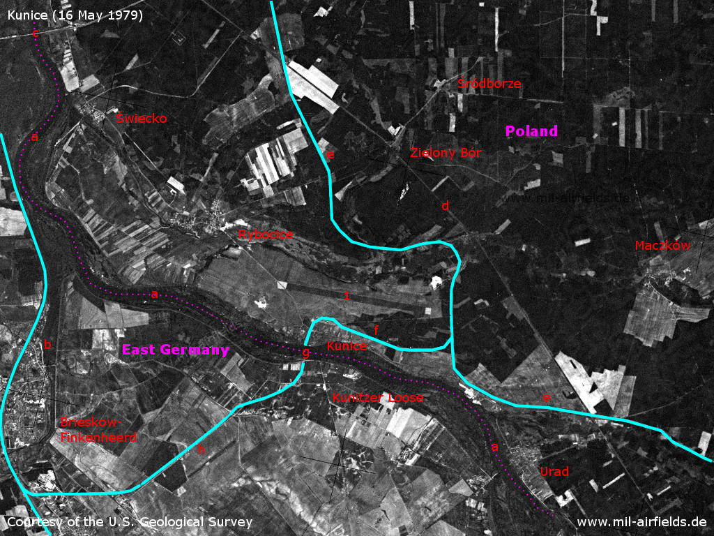 Die Gegend Kunice Rybocice Swiecko Urad auf einem Satellitenbild 1979