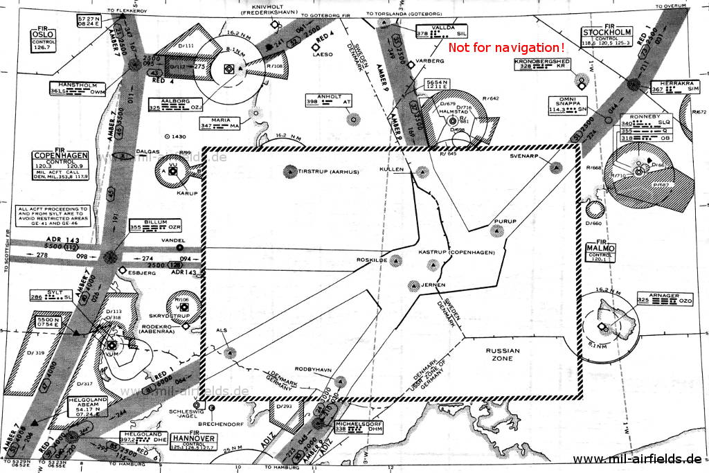 Radio beacons and airways Schleswig-Holstein, Germany, 1959