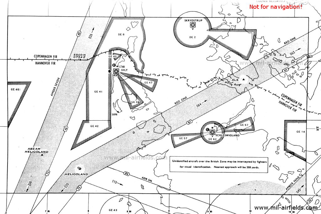 Radio navigation southern parts of Jutland, Funen, 1955