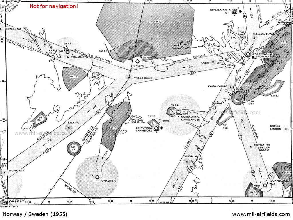Radio beacons and airways in Sweden, 1