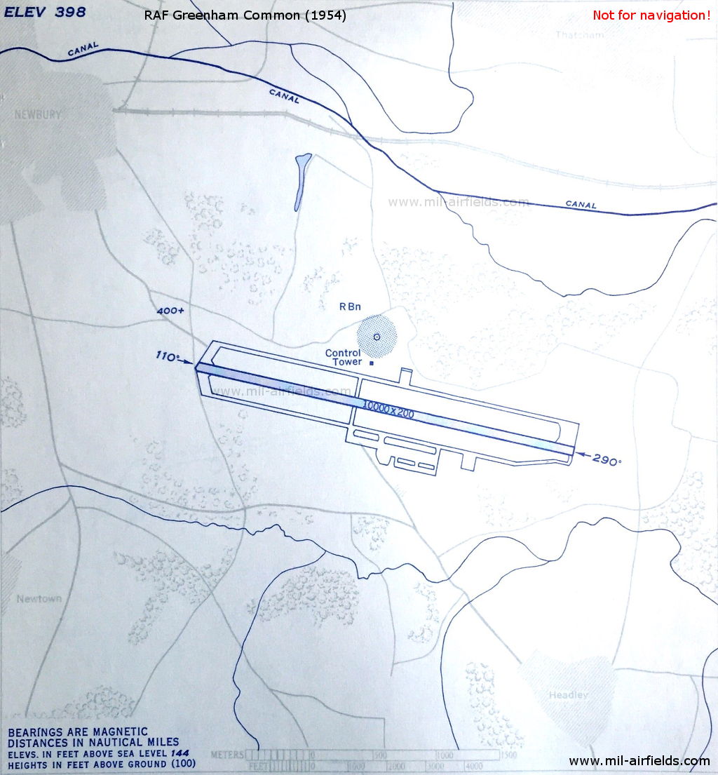 RAF Greenham Common Air Base on a map 1954