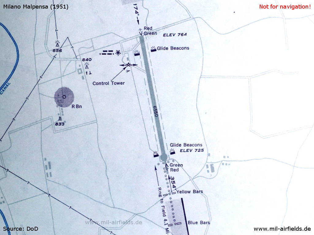 Map of Milano Malpensa Airport, Italy, 1951