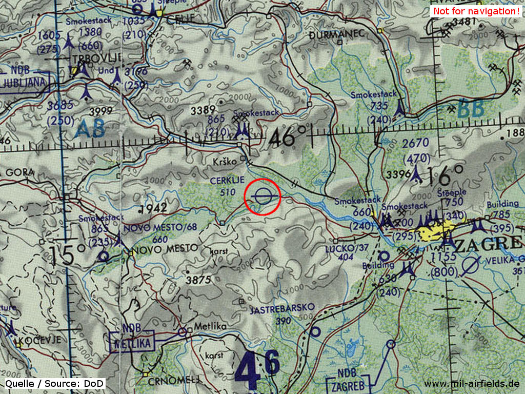 Cerklje Air Base on a US map 1981