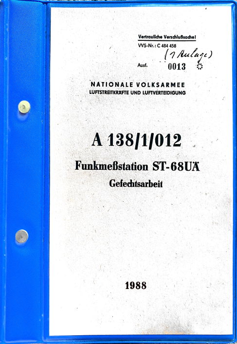 NVA-Anleitung A 138/1/012 Funkmeßstation ST-68UÄ