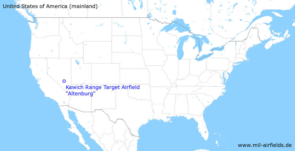 Map with location of Kawich Range Altenburg Air Base, United States of America